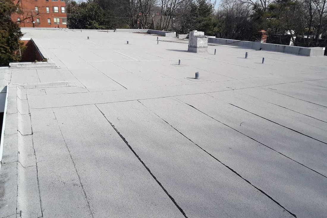 General view of a large flat roof