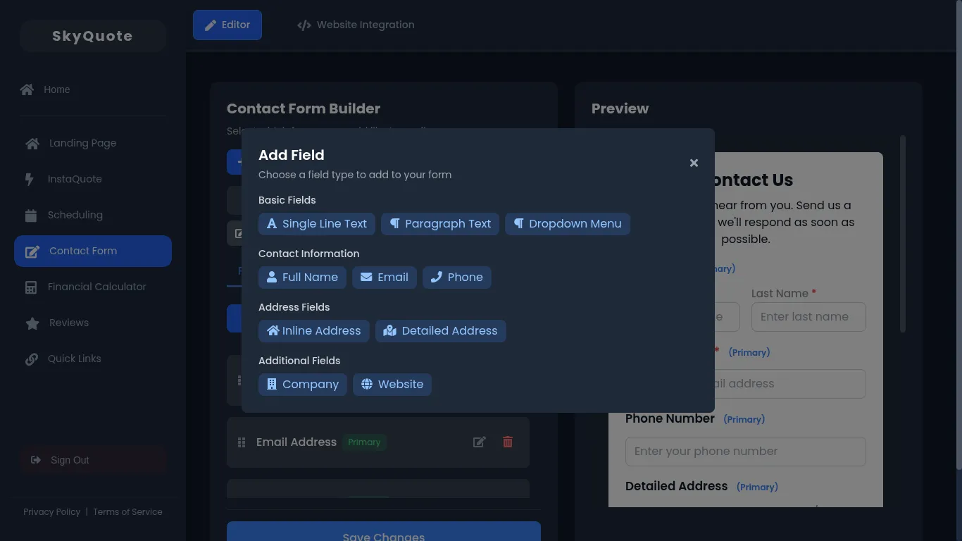 Contact Form Builder Templates