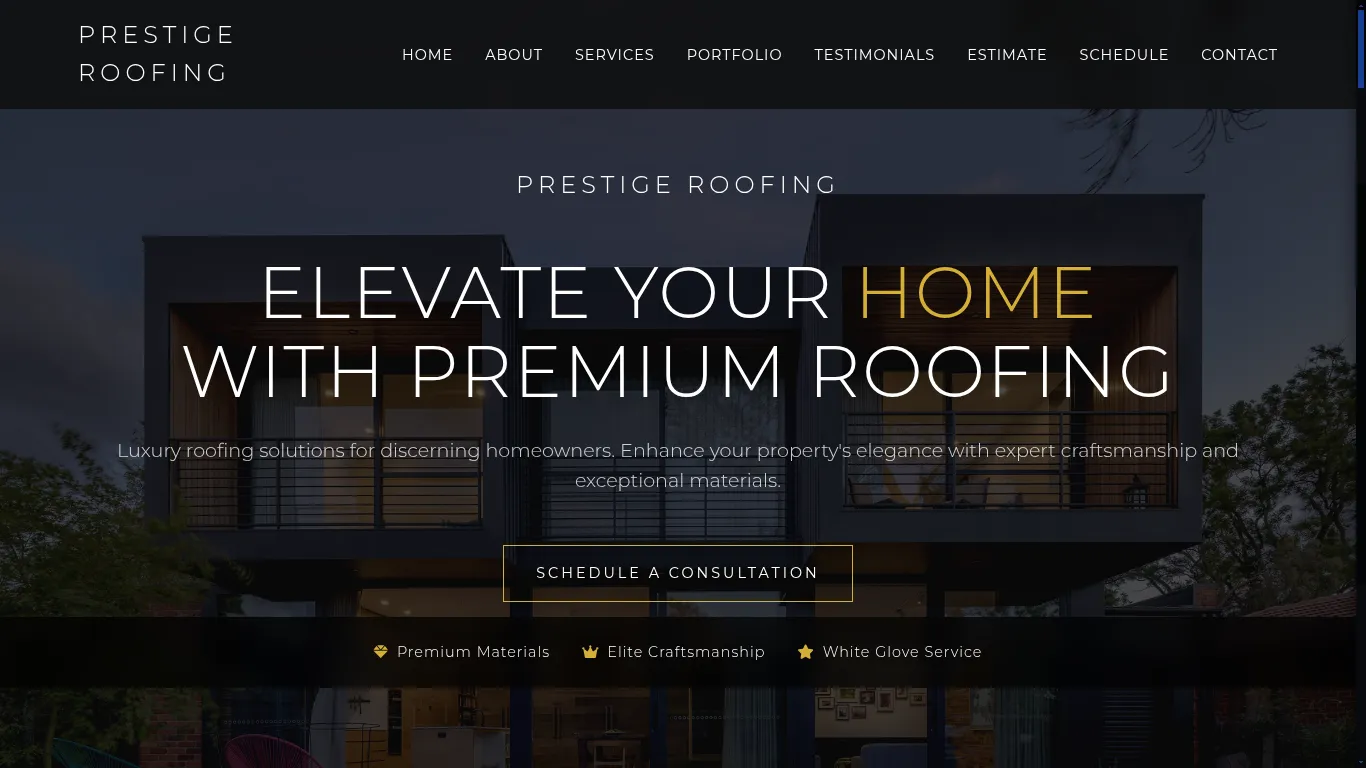 Sample website design for roofers