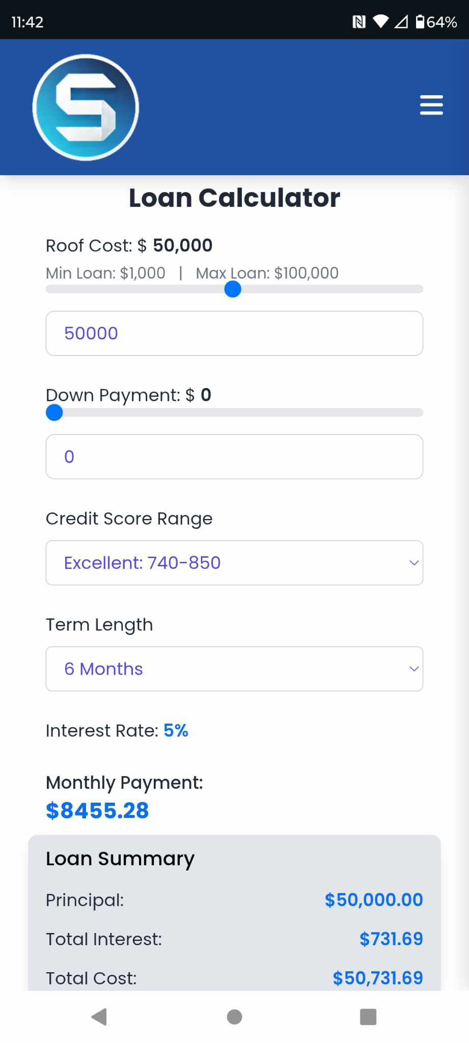 Finance Calculator Mobile