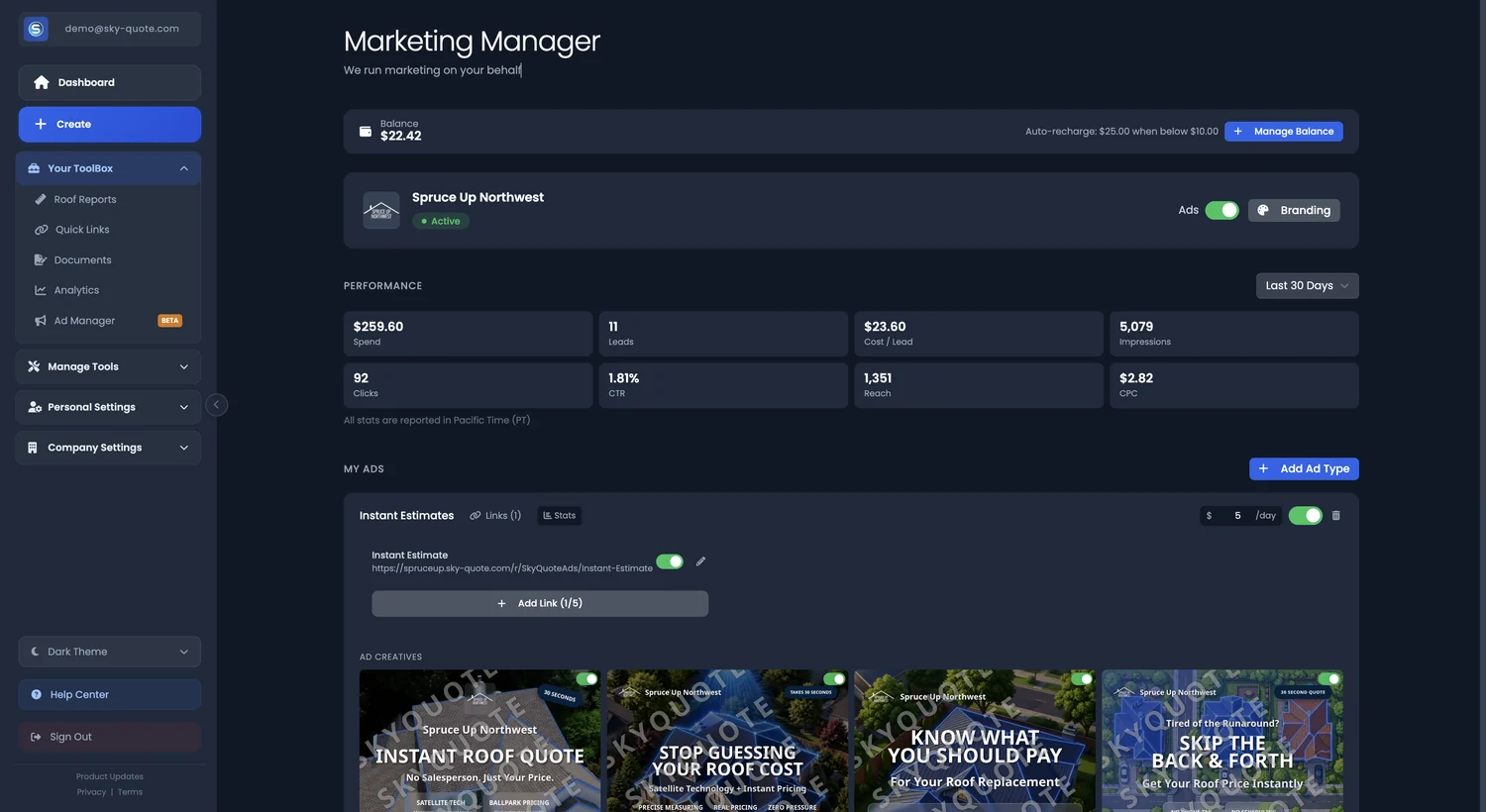 Ad Manager dashboard