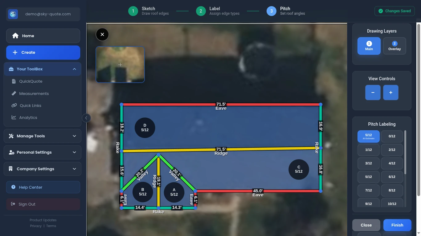 Setting roof pitch from aerial imagery without climbing