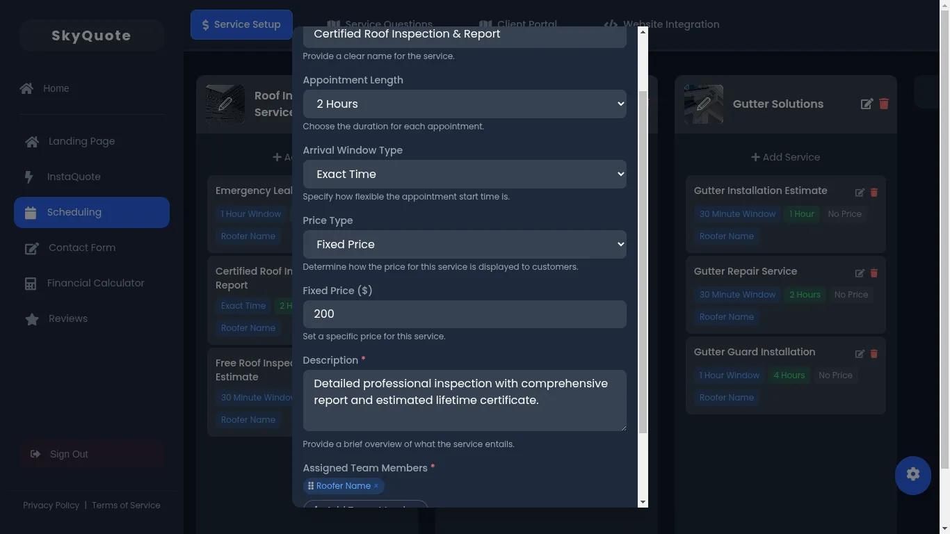 Service Name Setup